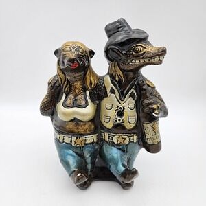 Vintage Lone Star Beer Two Step Dancing Armadillos Advertisement Chalkware‎ 7.5"